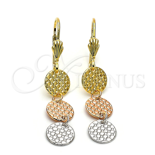 Arete Largo 02.63.2143 Oro Laminado, Diamantado, Tres Tonos