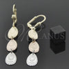 Arete Largo 02.63.2144 Oro Laminado, Diseño de Gota, Diamantado, Tres Tonos