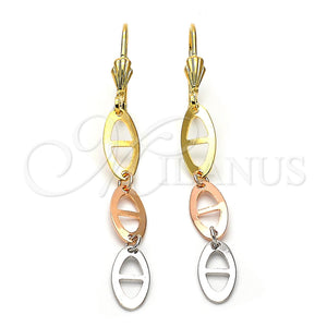 Arete Largo 02.63.2148 Oro Laminado, Mate, Tres Tonos