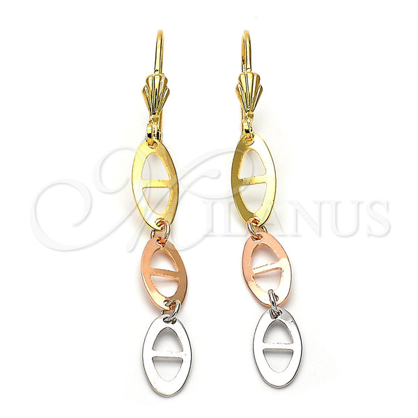Arete Largo 02.63.2148 Oro Laminado, Mate, Tres Tonos