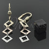 Arete Largo 02.63.2159 Oro Laminado, Diamantado, Tres Tonos