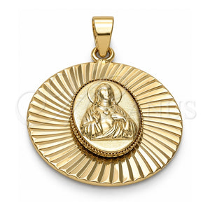 Dije Religioso 5.193.008 Oro Laminado, Diseño de Sagrado Corazon de Jesus, Diamantado, Tono Dorado