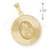 Dije Religioso 5.193.014 Oro Laminado, Diseño de Sagrado Corazon de Maria, Diamantado, Tono Dorado