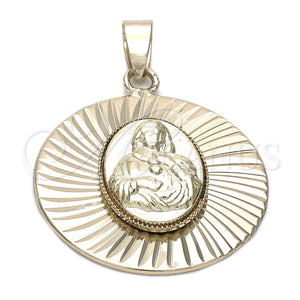 Dije Religioso 5.193.014 Oro Laminado, Diseño de Sagrado Corazon de Maria, Diamantado, Tono Dorado
