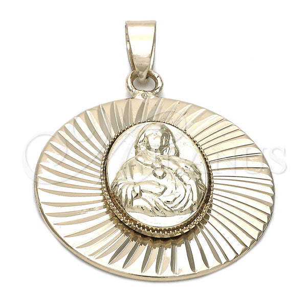 Dije Religioso 5.193.014 Oro Laminado, Diseño de Sagrado Corazon de Maria, Diamantado, Tono Dorado