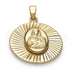 Dije Religioso 5.193.014 Oro Laminado, Diseño de Sagrado Corazon de Maria, Diamantado, Tono Dorado
