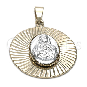 Dije Religioso 5.193.015 Oro Laminado, Diseño de Sagrado Corazon de Maria, Diamantado, Dos Tonos