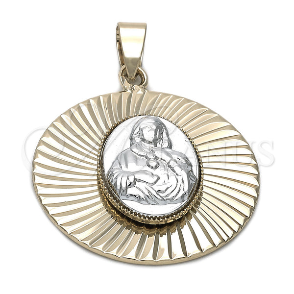 Dije Religioso 5.193.015 Oro Laminado, Diseño de Sagrado Corazon de Maria, Diamantado, Dos Tonos