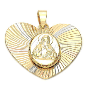 Dije Religioso 5.194.012 Oro Laminado, Diseño de Jesus, Diamantado, Tres Tonos