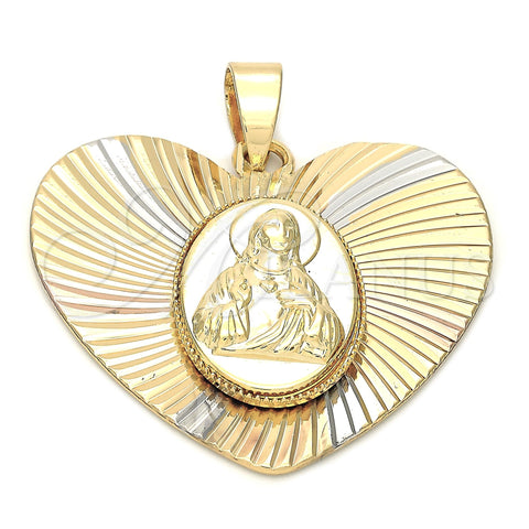 Dije Religioso 5.194.012 Oro Laminado, Diseño de Jesus, Diamantado, Tres Tonos
