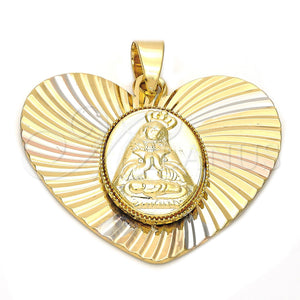 Dije Religioso 5.194.016 Oro Laminado, Diseño de Guadalupe, Diamantado, Tres Tonos