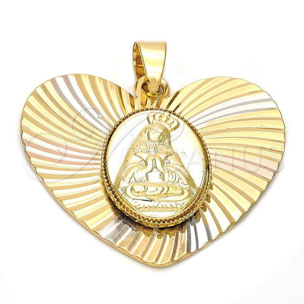 Dije Religioso 5.194.016 Oro Laminado, Diseño de Guadalupe, Diamantado, Tres Tonos