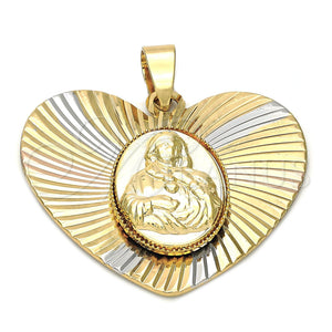 Dije Religioso 5.194.020 Oro Laminado, Diseño de Sagrado Corazon de Maria, Diamantado, Tres Tonos