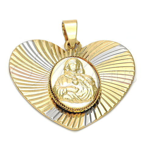 Dije Religioso 5.194.020 Oro Laminado, Diseño de Sagrado Corazon de Maria, Diamantado, Tres Tonos