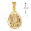 Dije Religioso 5.194.023 Oro Laminado, Diseño de San Lazaro, Diamantado, Tres Tonos