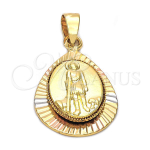 Dije Religioso 5.194.023 Oro Laminado, Diseño de San Lazaro, Diamantado, Tres Tonos
