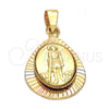 Dije Religioso 5.194.023 Oro Laminado, Diseño de San Lazaro, Diamantado, Tres Tonos