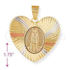 Dije Religioso 5.194.024 Oro Laminado, Diseño de San Lazaro, Diamantado, Tres Tonos