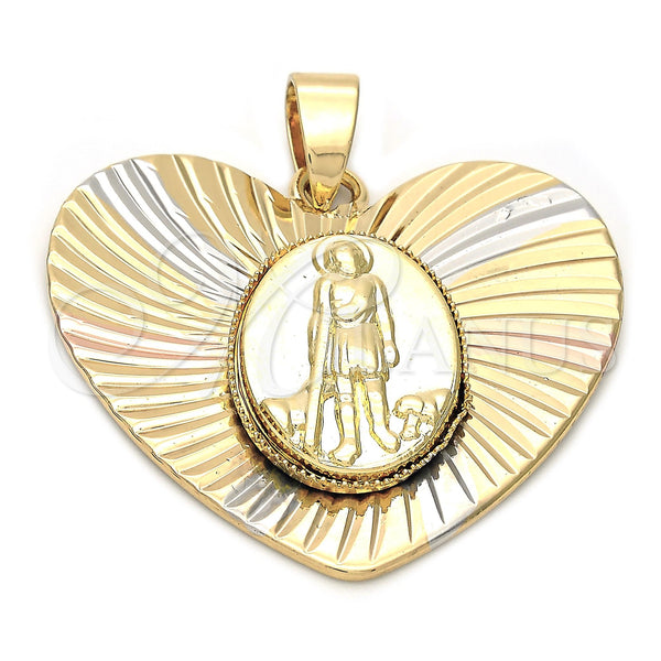 Dije Religioso 5.194.024 Oro Laminado, Diseño de San Lazaro, Diamantado, Tres Tonos