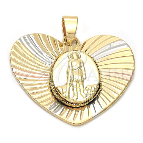 Dije Religioso 5.194.024 Oro Laminado, Diseño de San Lazaro, Diamantado, Tres Tonos