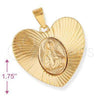 Dije Religioso 5.195.008 Oro Laminado, Diseño de Sagrado Corazon de Jesus, Diamantado, Tono Dorado