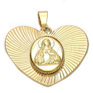Dije Religioso 5.195.008 Oro Laminado, Diseño de Sagrado Corazon de Jesus, Diamantado, Tono Dorado