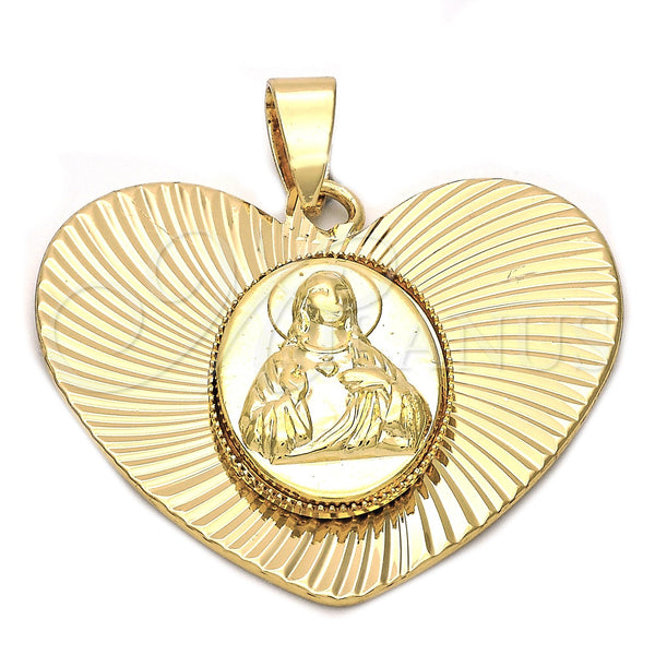Dije Religioso 5.195.008 Oro Laminado, Diseño de Sagrado Corazon de Jesus, Diamantado, Tono Dorado