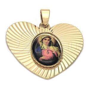 Dije Religioso 5.195.013 Oro Laminado, Diseño de Sagrado Corazon de Maria, Diamantado, Tono Dorado