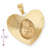 Dije Religioso 5.195.014 Oro Laminado, Diseño de Sagrado Corazon de Maria, Diamantado, Tono Dorado