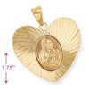 Dije Religioso 5.195.014 Oro Laminado, Diseño de Sagrado Corazon de Maria, Diamantado, Tono Dorado