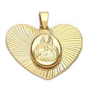 Dije Religioso 5.195.014 Oro Laminado, Diseño de Sagrado Corazon de Maria, Diamantado, Tono Dorado