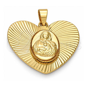 Dije Religioso 5.195.014 Oro Laminado, Diseño de Sagrado Corazon de Maria, Diamantado, Tono Dorado