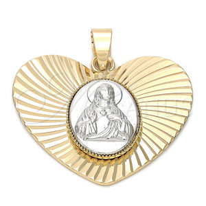 Dije Religioso 5.195.015 Oro Laminado, Diseño de Sagrado Corazon de Jesus, Diamantado, Dos Tonos