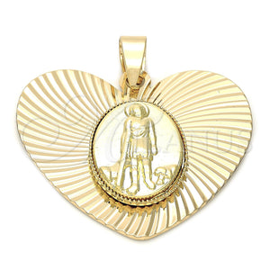 Dije Religioso 5.195.017 Oro Laminado, Diseño de San Lazaro, Diamantado, Tono Dorado
