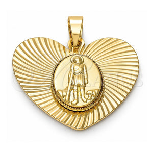 Dije Religioso 5.195.017 Oro Laminado, Diseño de San Lazaro, Diamantado, Tono Dorado