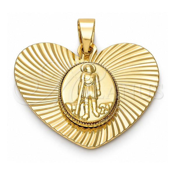 Dije Religioso 5.195.017 Oro Laminado, Diseño de San Lazaro, Diamantado, Tono Dorado