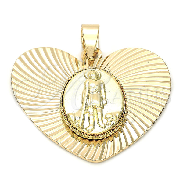 Dije Religioso 5.195.017 Oro Laminado, Diseño de San Lazaro, Diamantado, Tono Dorado