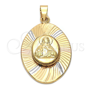 Dije Religioso 5.196.011 Oro Laminado, Diseño de Sagrado Corazon de Jesus, Diamantado, Tres Tonos