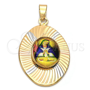 Dije Religioso 5.196.013 Oro Laminado, Diseño de Altagracia, Diamantado, Tres Tonos