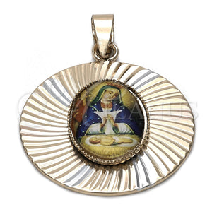 Dije Religioso 5.196.014 Oro Laminado, Diseño de Altagracia, Diamantado, Tres Tonos