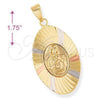 Dije Religioso 5.196.019 Oro Laminado, Diseño de Sagrado Corazon de Jesus, Diamantado, Tres Tonos