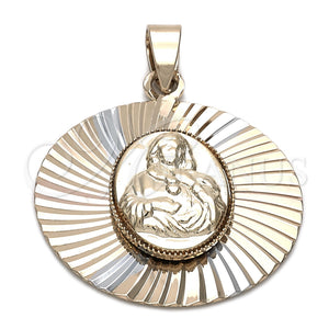 Dije Religioso 5.196.020 Oro Laminado, Diseño de Sagrado Corazon de Maria, Diamantado, Tres Tonos