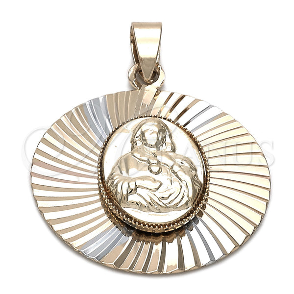 Dije Religioso 5.196.020 Oro Laminado, Diseño de Sagrado Corazon de Maria, Diamantado, Tres Tonos
