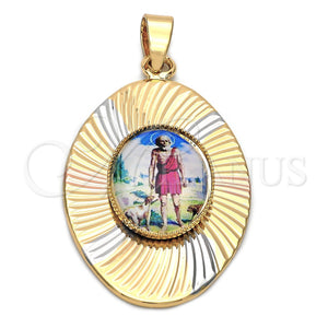 Dije Religioso 5.196.021 Oro Laminado, Diseño de San Lazaro, Diamantado, Tres Tonos