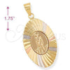 Dije Religioso 5.196.023 Oro Laminado, Diseño de San Lazaro, Diamantado, Tres Tonos