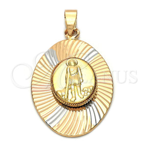 Dije Religioso 5.196.023 Oro Laminado, Diseño de San Lazaro, Diamantado, Tres Tonos