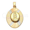 Dije Religioso 5.196.023 Oro Laminado, Diseño de San Lazaro, Diamantado, Tres Tonos