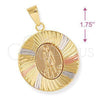 Dije Religioso 5.196.024 Oro Laminado, Diseño de San Lazaro, Diamantado, Tres Tonos