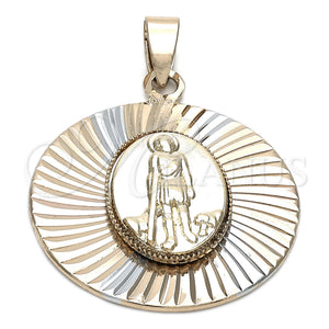Dije Religioso 5.196.024 Oro Laminado, Diseño de San Lazaro, Diamantado, Tres Tonos