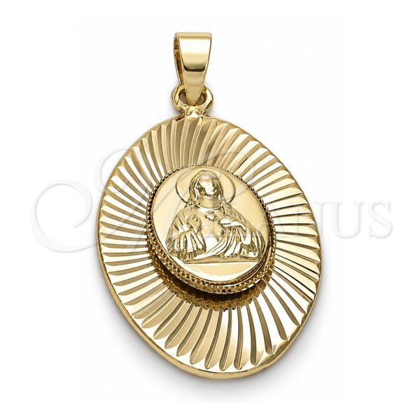 Dije Religioso 5.197.008 Oro Laminado, Diseño de Sagrado Corazon de Jesus, Diamantado, Tono Dorado